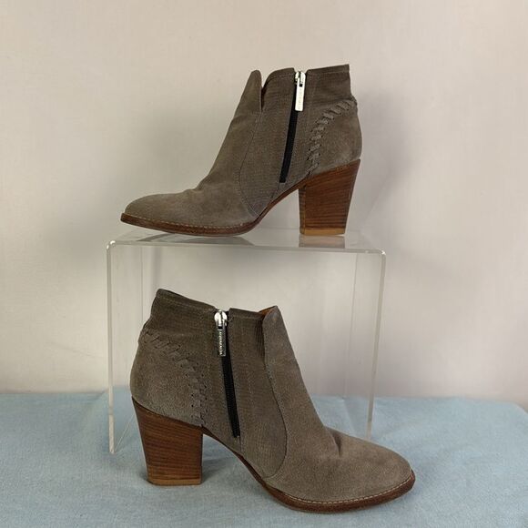 Aquatalia Taupe Wood Heel Booties - Picture 2 of 5